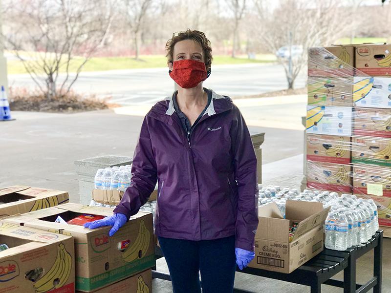 Volunteer Wearing a Mask