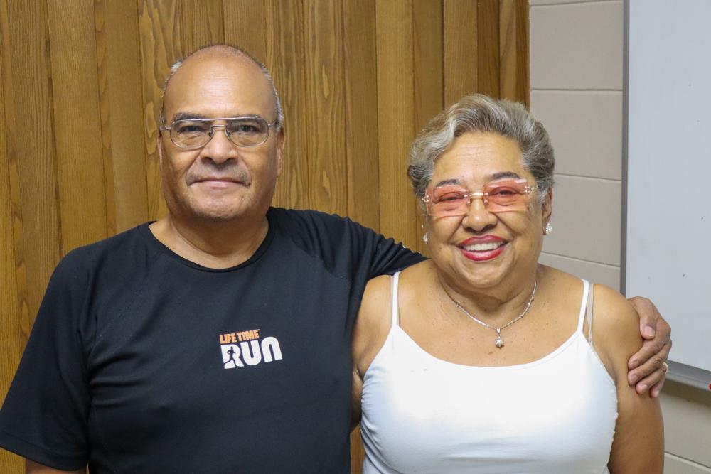 A husband and wife at a food shelf