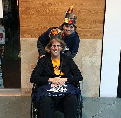 Two people pose during the Walk to End Hunger