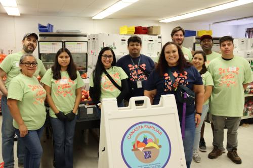 Food workers at a food shelf.