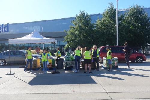 A group of volunteers outside of Allianz Field